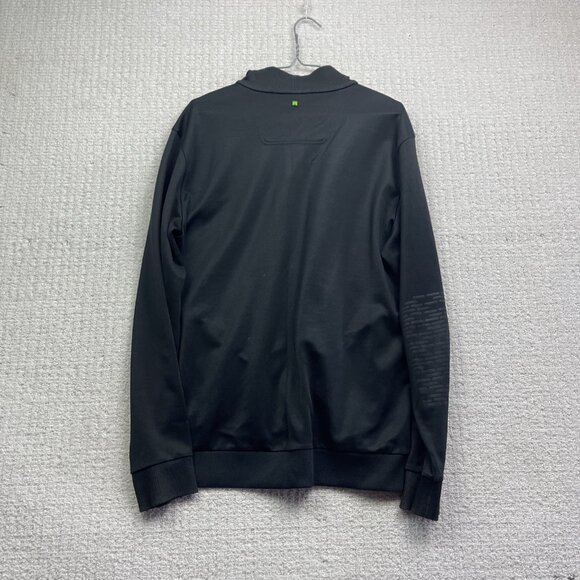 Hugo Boss Track Jacket Tech Full Zip Men L Geometric Black AOP w/ Yellow Logo - Picture 12 of 16